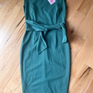 Boden Green Tie Front Sheath Midi Dress